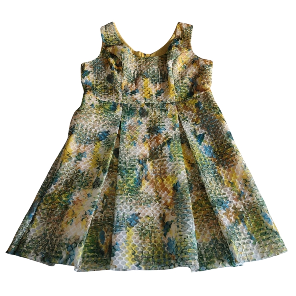 New York & Company Womens Pleated Sleeveless A-line Dress Size 18